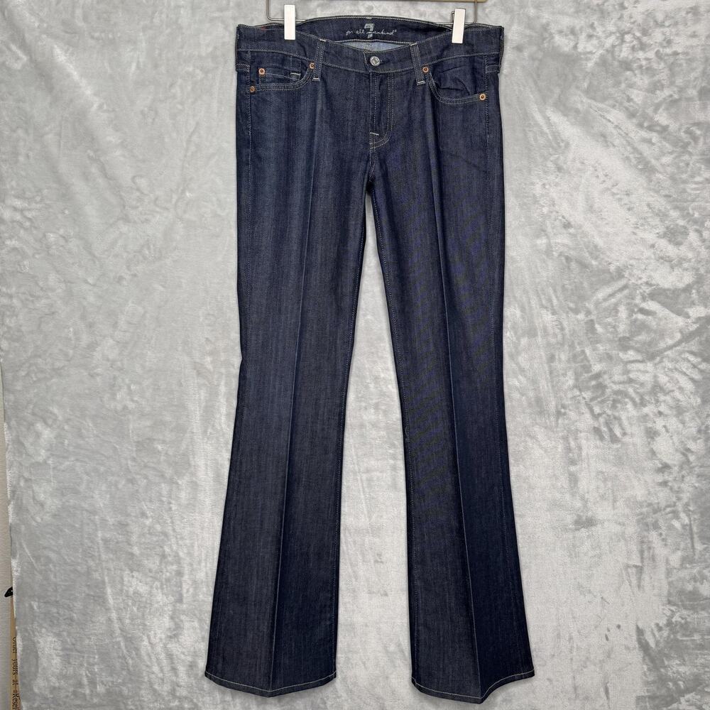 7 For All Mankind Jeans Womens 29 Dark Wash Flare Low Rise Stretch Pockets